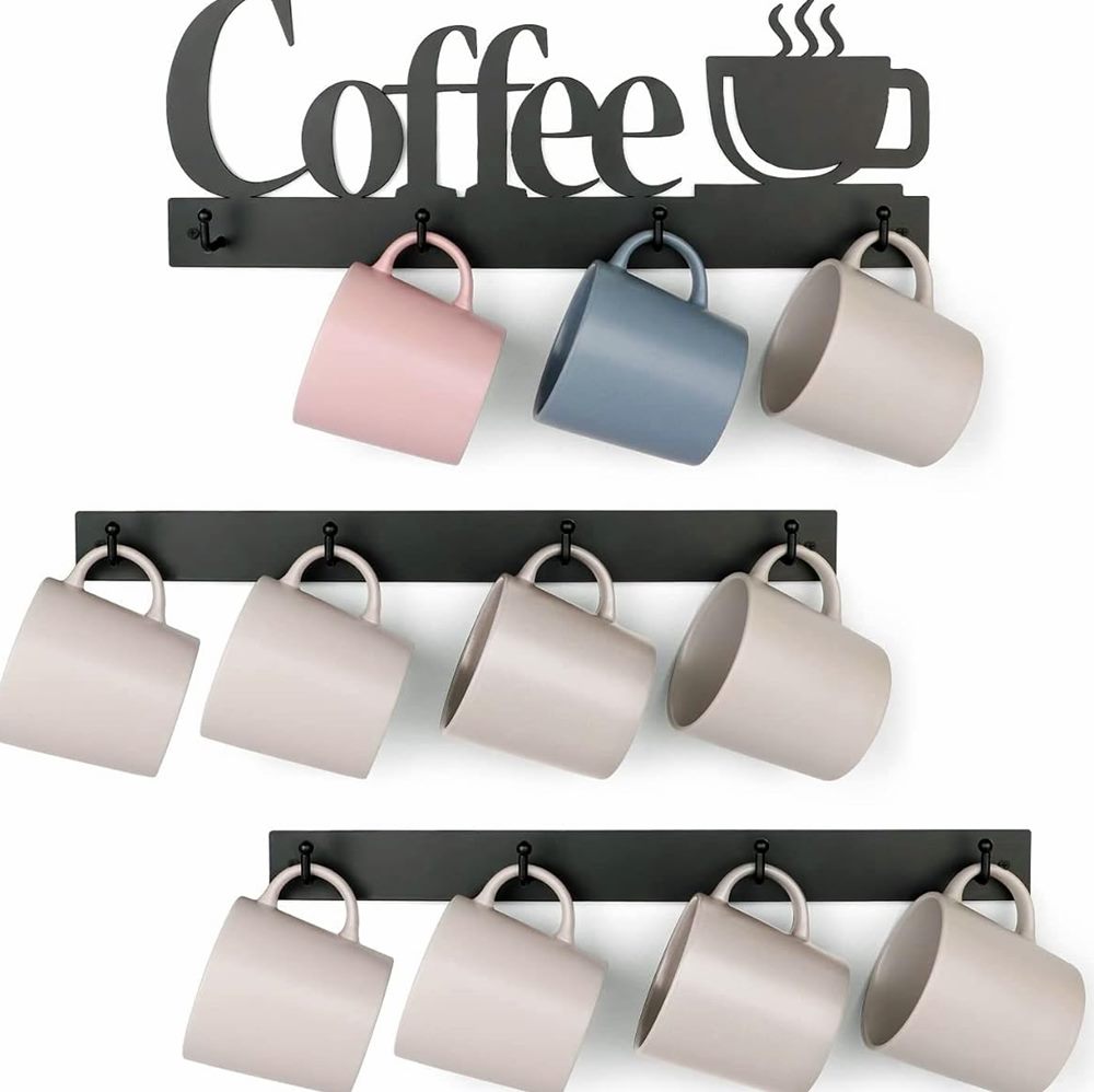Coffee Mug Wall Rack, 12 Hooks