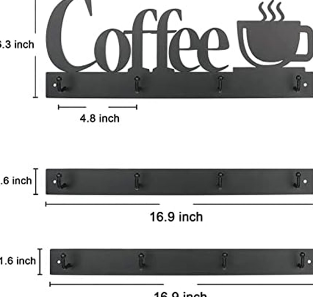 Coffee Mug Wall Rack, 12 Hooks — photo 5 of 7