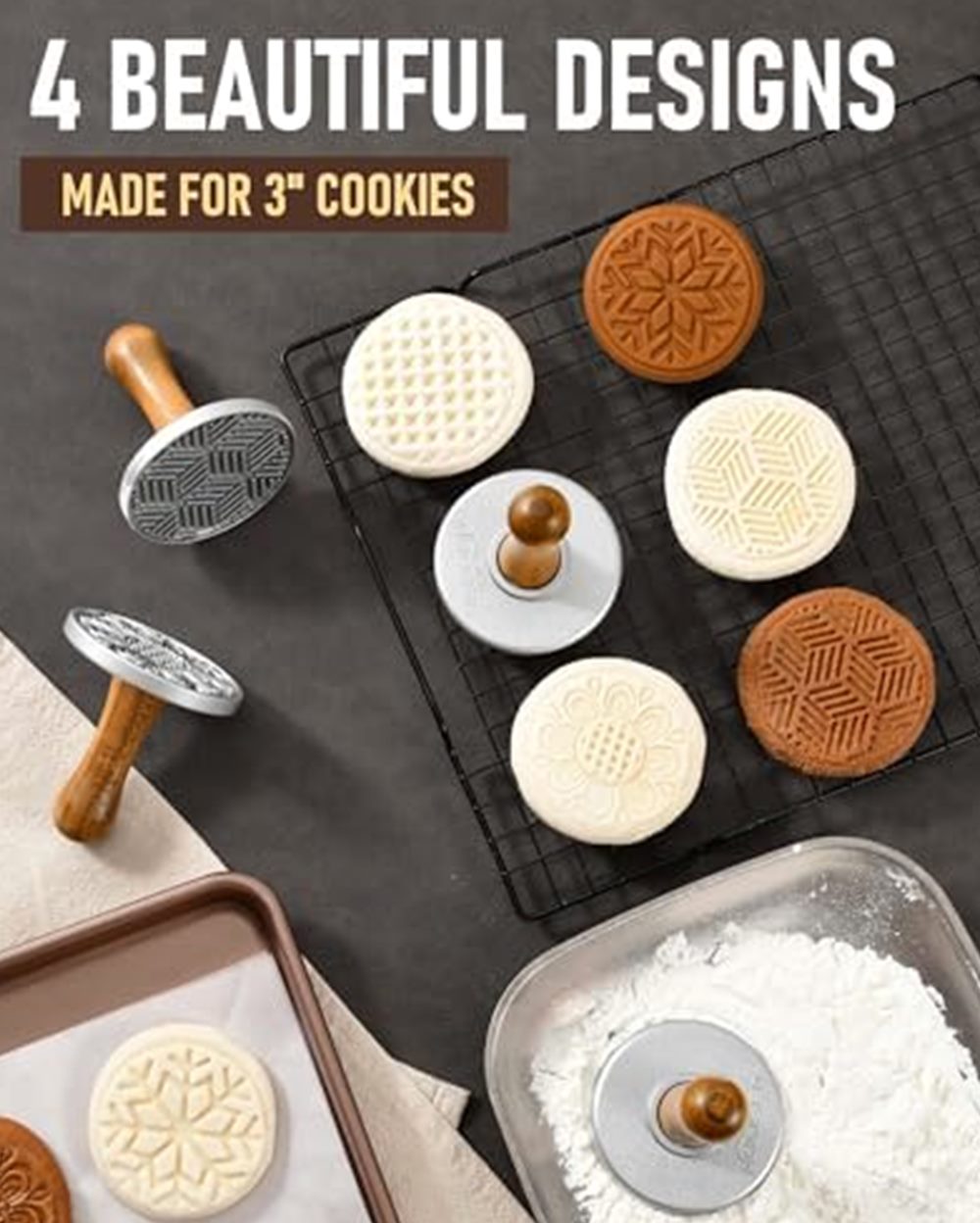 Cookie Stamps, Set of 4 with Wooden Handles — photo 4 of 7