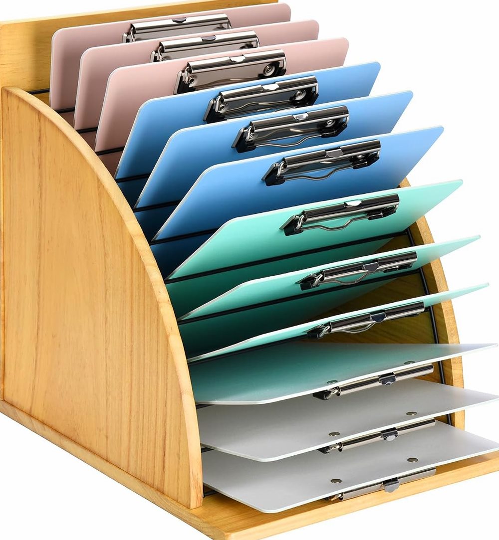 Wooden Clipboard Holder & Organizer