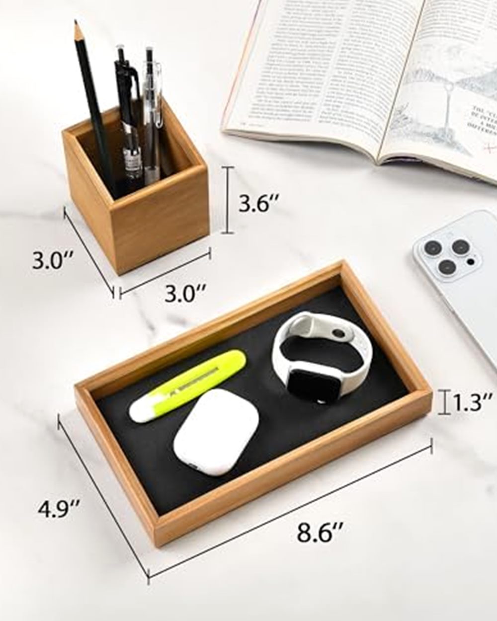 Wooden Desk Organizer Tray & Pen Holder — photo 5 of 6